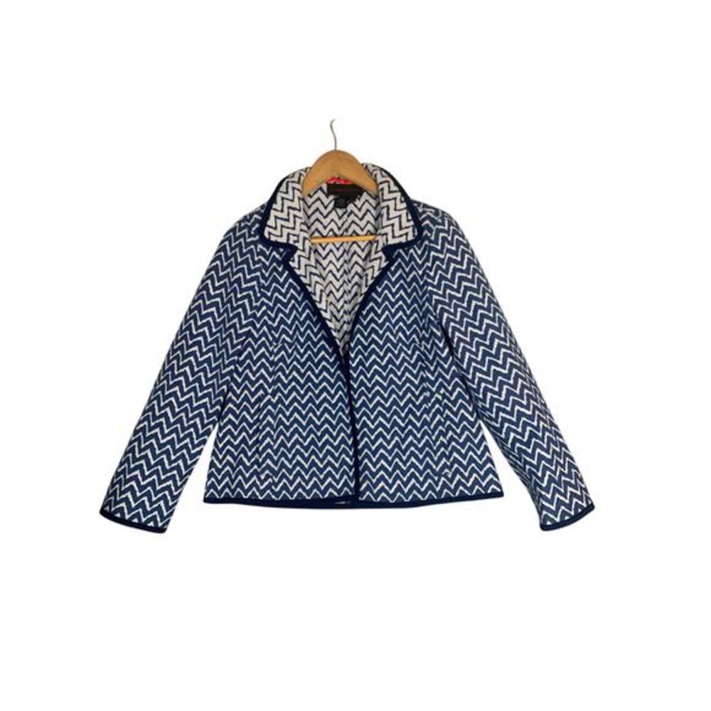 Nina McLemore Jacket Blue Chevron Print Ladies Size 6